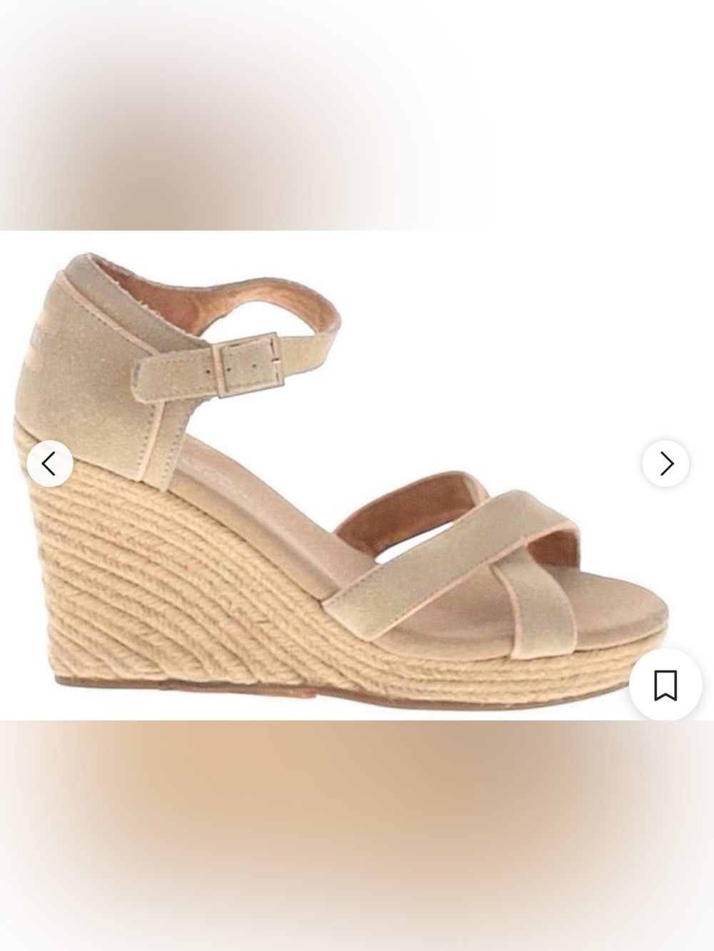 Toms Cream Espadrille Wedge Sandals with Ankle Strap